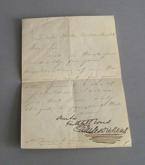 Appraisal: Charles Dickens hand written letter thanking James Simon for a