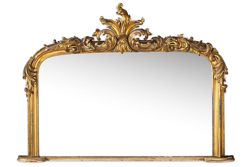 Appraisal: VICTORIAN GILTWOOD AND GESSO OVERMANTEL MIRROR TH CENTURY the arched