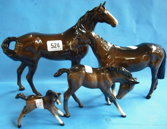 Appraisal: Beswick Huntsmans Horse Swish tail Horse Foal and Foal