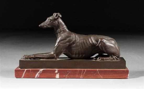 Appraisal: Antoine Louis Barye French - Algerian Greyhound bronze brown patina