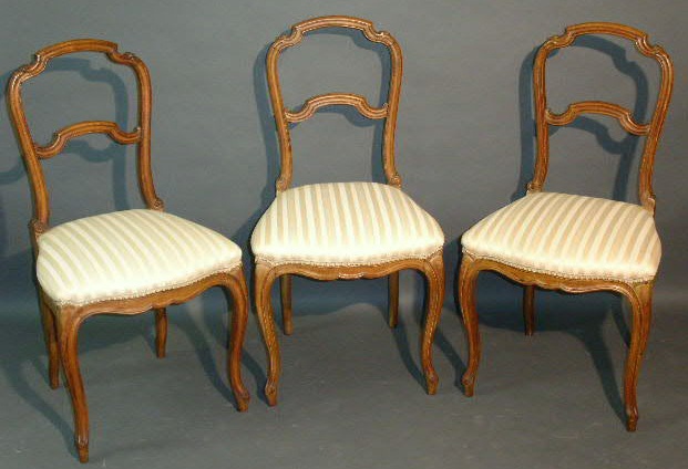 Appraisal: Set of twelve French Provincial style fruitwood side chairs h