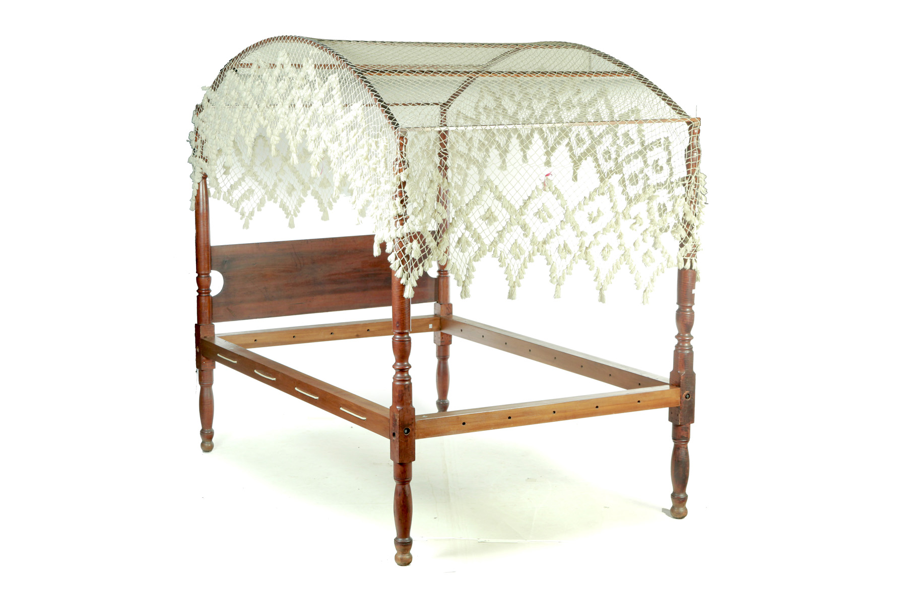 Appraisal: COUNTRY SHERATON TIGER MAPLE CANOPY BED American st quarter- th