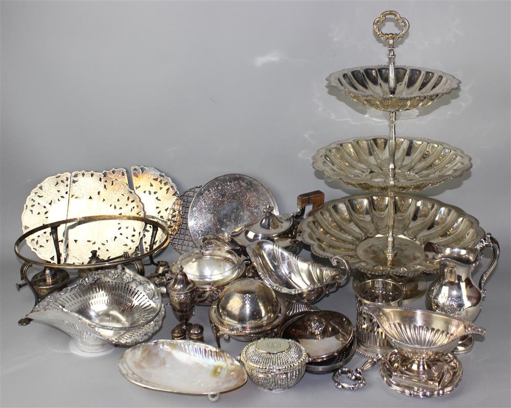 Appraisal: BOX LOT OF SILVERPLATED TABLE WARES INCLUDES A CAVIAR BOWL