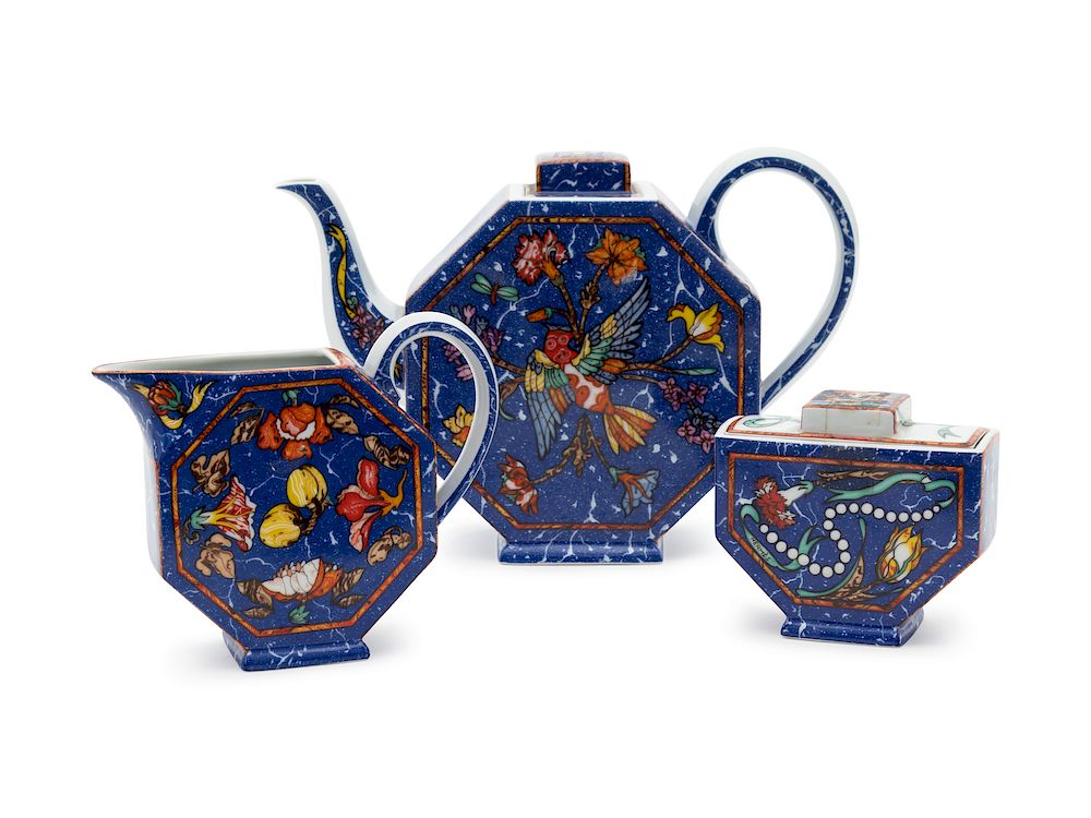 Appraisal: An Hermes Porcelain Tea Service Height of teapot inches An