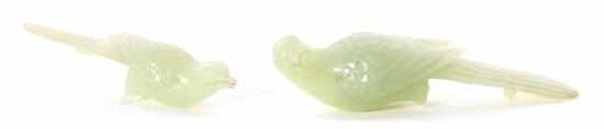 Appraisal: Japanese carved jade birds th century pale green translucent stone