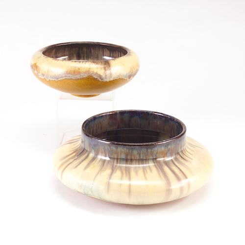 Appraisal: FULPER Two low bowls with ivory and gunmetal matte glaze