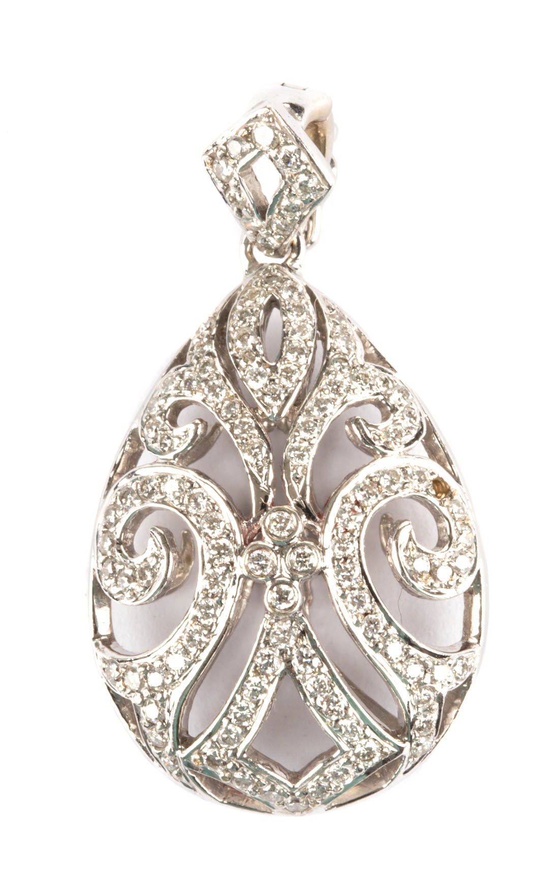 Appraisal: A Pear-Shaped Diamond Necklace Enhancer openwork necklace enhancer decorated with