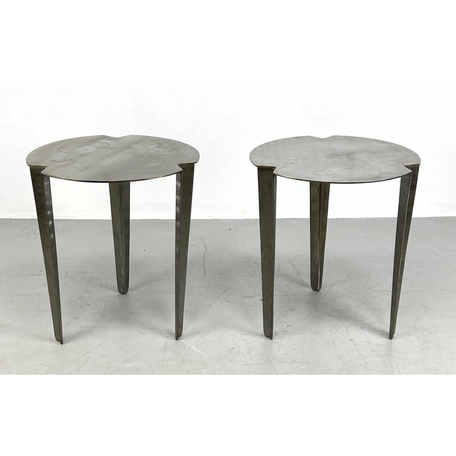 Appraisal: Pair Steel Industrial Design Style Side Tables Dimensions H inches