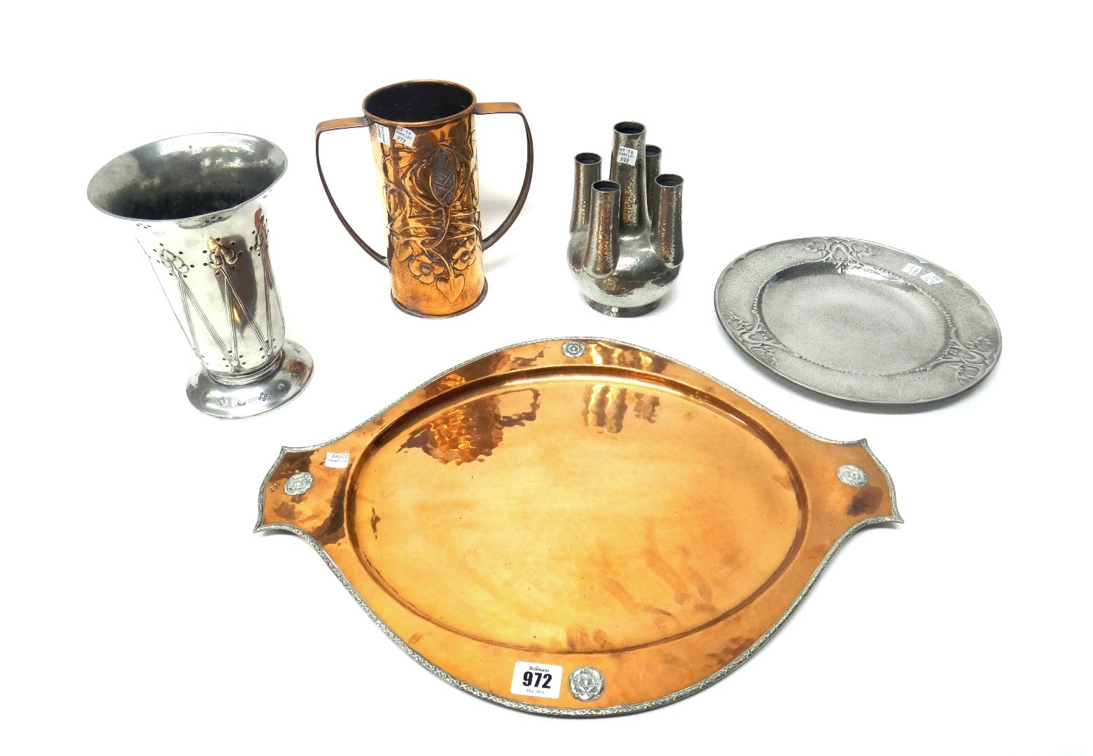 Appraisal: A Keswick copper two handled tray of oval form with