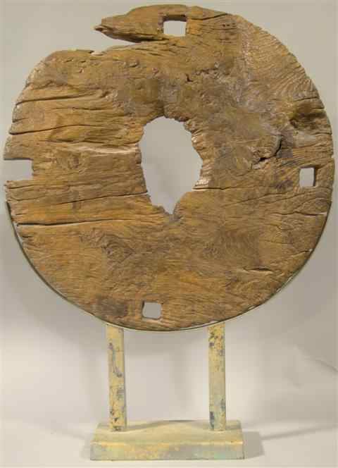 Appraisal: ASIAN WOOD BI CASH the pierced circular wood form now