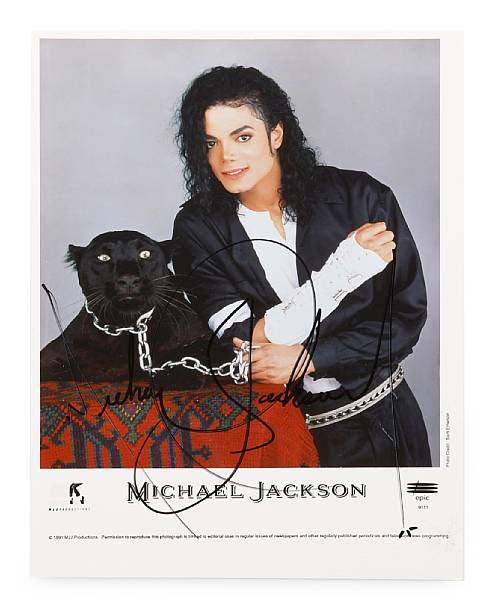 Appraisal: A Michael Jackson signed color photograph An original print with