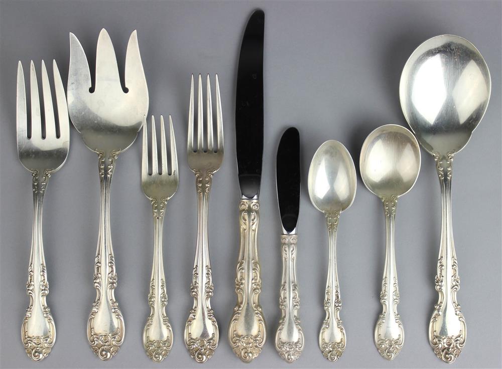 Appraisal: GORHAM SILVER 'MELROSE' PATTERN PART FLATWARE SERVICE including hollow-handled dinner