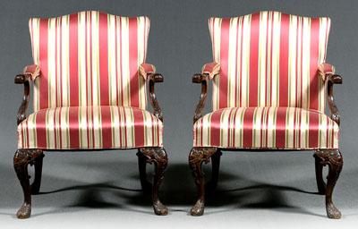 Appraisal: Pair George III style open armchairs mahogany with acanthus carved