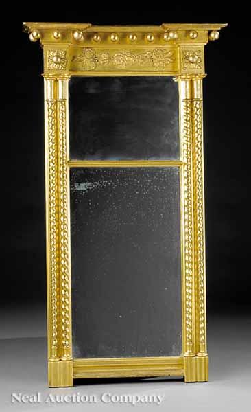 Appraisal: An American Giltwood Looking Glass early th c New York