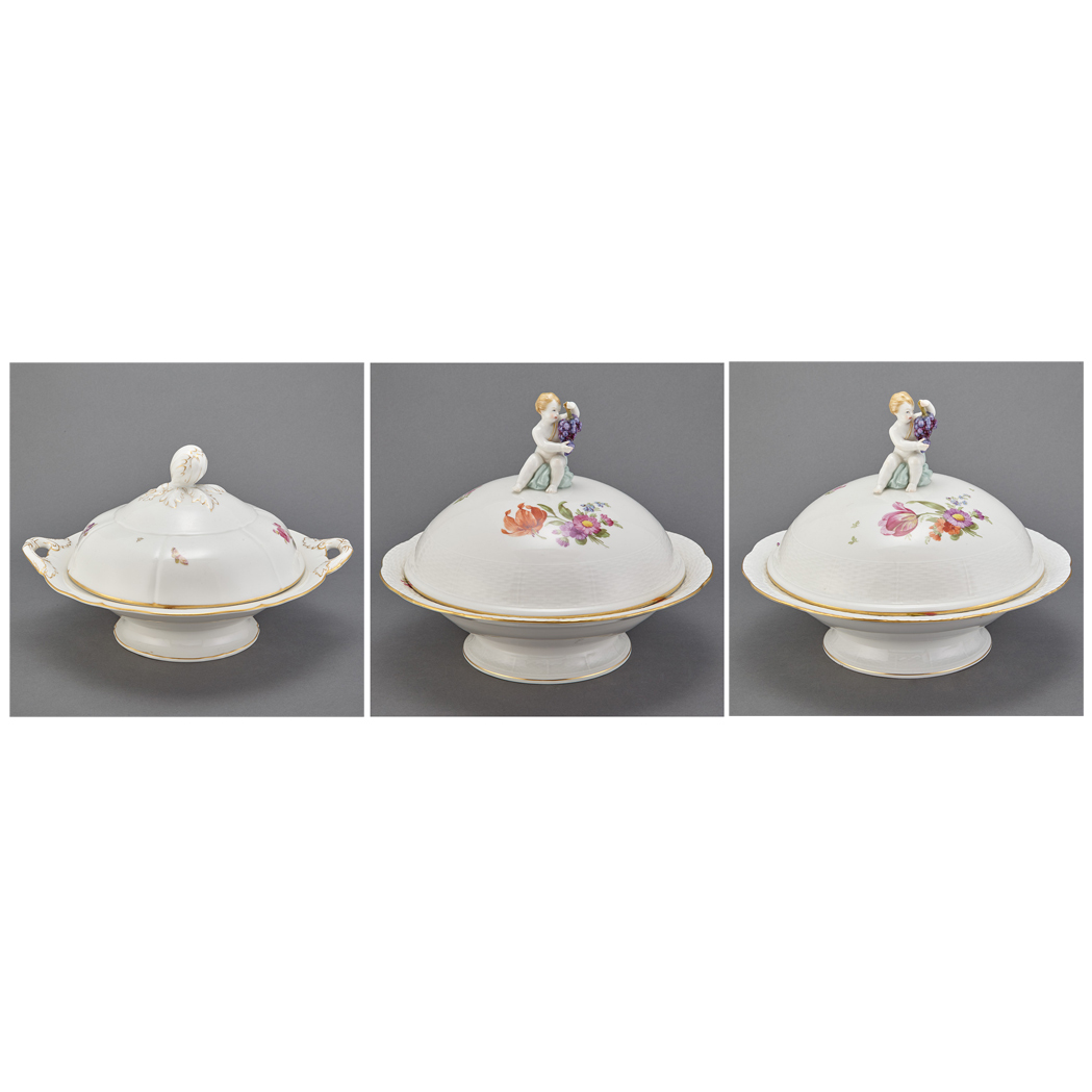 Appraisal: Three KPM Gilt and Painted Porcelain Covered Footed Tureens Each