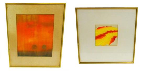 Appraisal: Two abstract works on paper J Reeves th C mixed