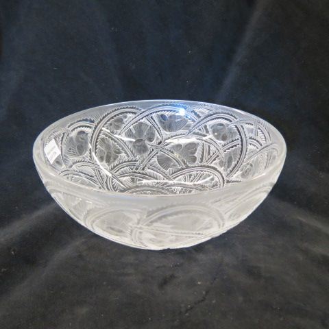 Appraisal: Lalique Crystal Bowl elaborate frosted bird vine decor diameter signed