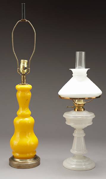 Appraisal: Two glass table lamps th th century The first Victorian