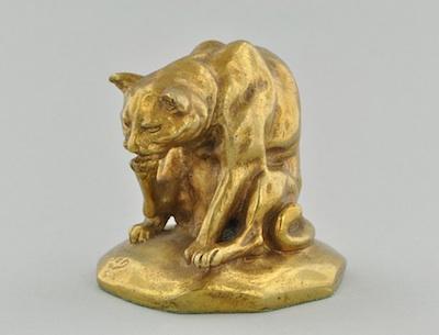 Appraisal: E Sanson French th Century Seated cat licking its paw