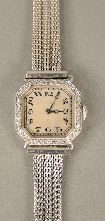 Appraisal: Platinum American Watch Co ladies wristwatch with karat white gold