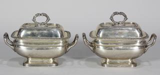 Appraisal: Pair of English Georgian sterling silver covered tureens Pair of