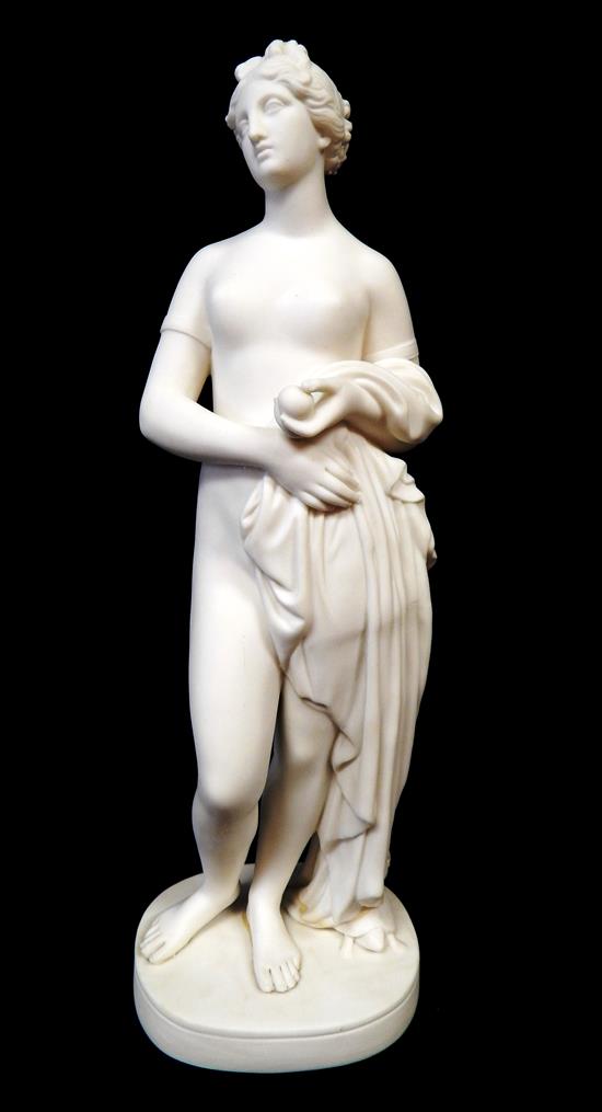 Appraisal: Parian sculpture of nude maiden with fruit in hand toga