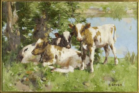 Appraisal: DAVID GAULD R S A SCOTTISH - CALVES BY A