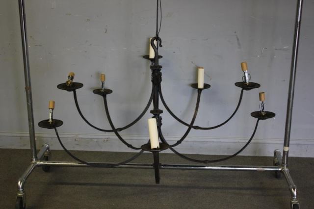 Appraisal: Holly Hunt Arm Iron Chandelier From an East th Street