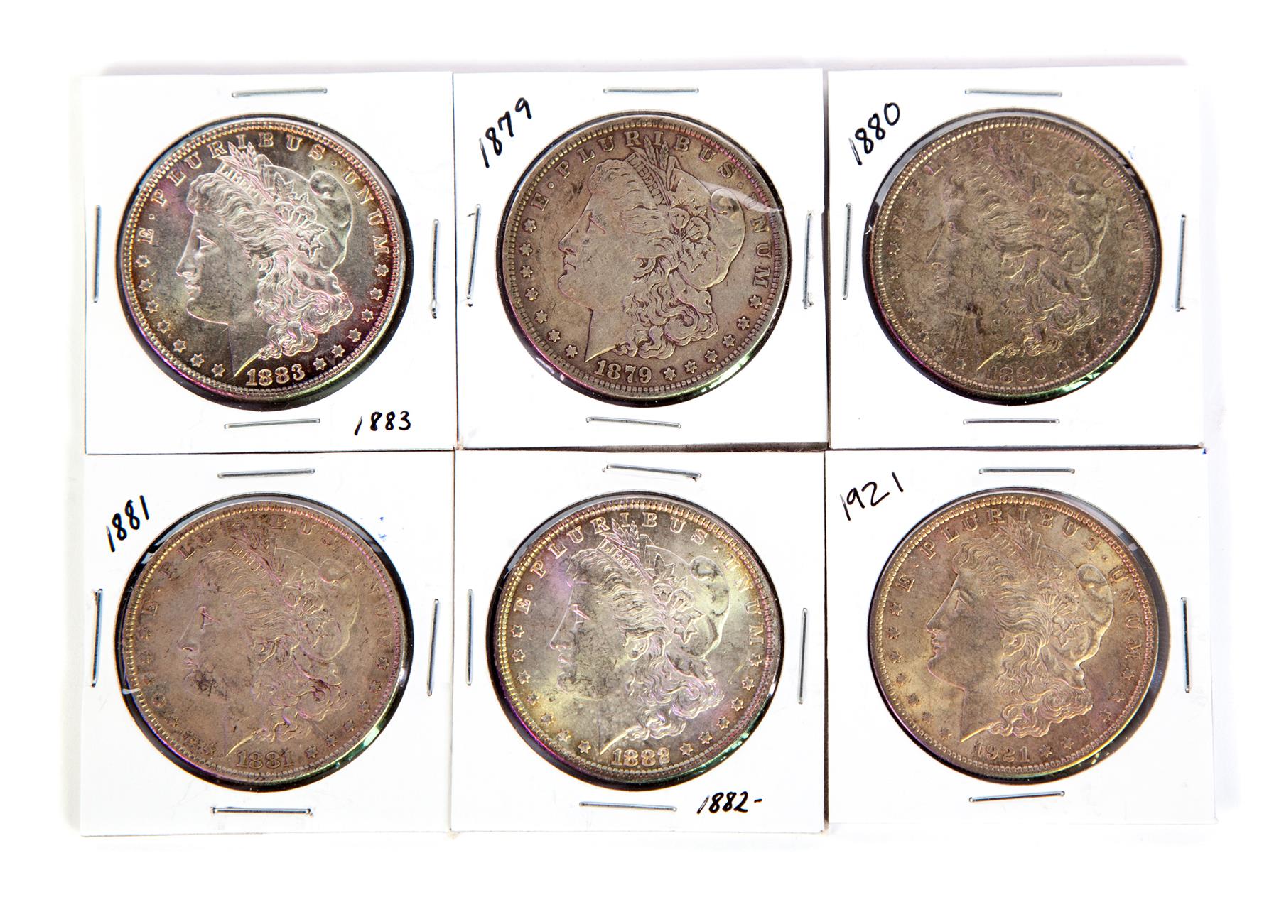 Appraisal: SIX MORGAN SILVER DOLLARS and