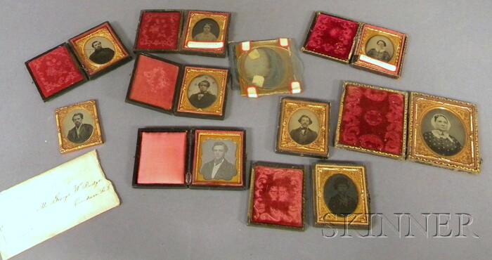 Appraisal: Nine th Century Portrait Photographs most cased including a daguerreotype