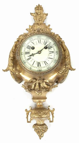 Appraisal: A Louis XVI style gilt bronze cartel clock height in