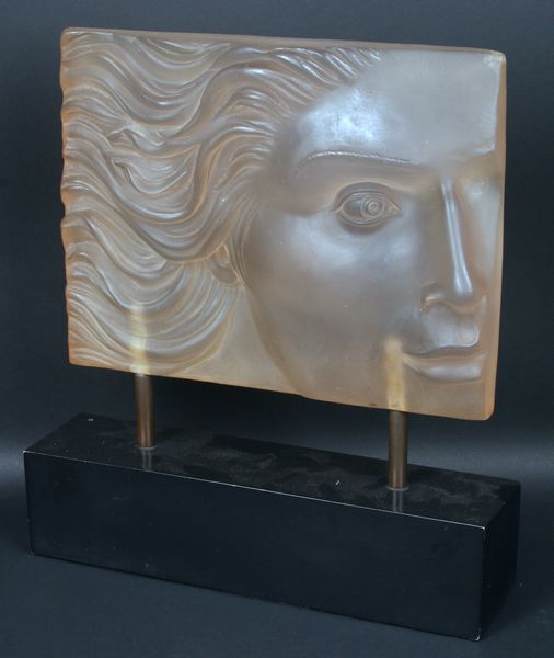 Appraisal: Art Deco resin bas-relief sculpture h on base x w