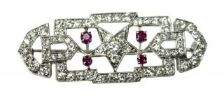 Appraisal: A Lady's Russian Platinum Ruby Diamond Pin Brooch Pendant Containing