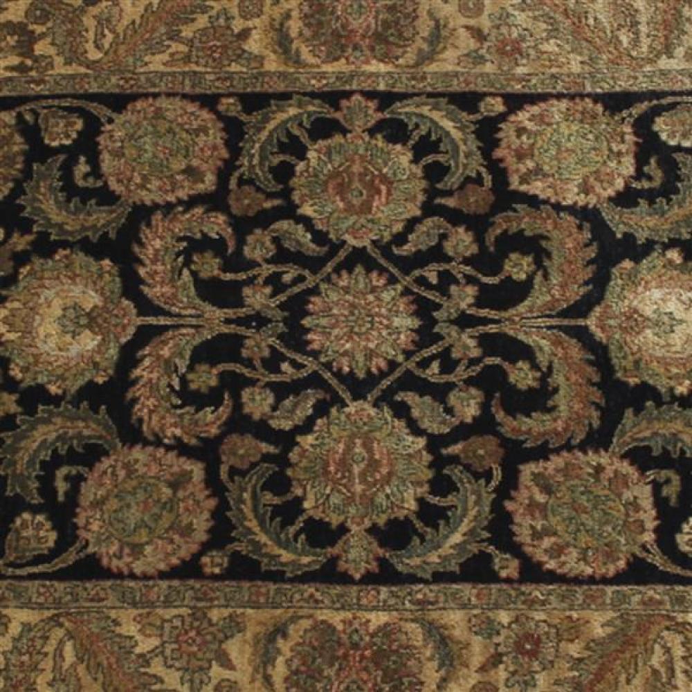 Appraisal: INDIA AGRA 'S RUG CARPET WITH BLACK INTERIOR GROUND India