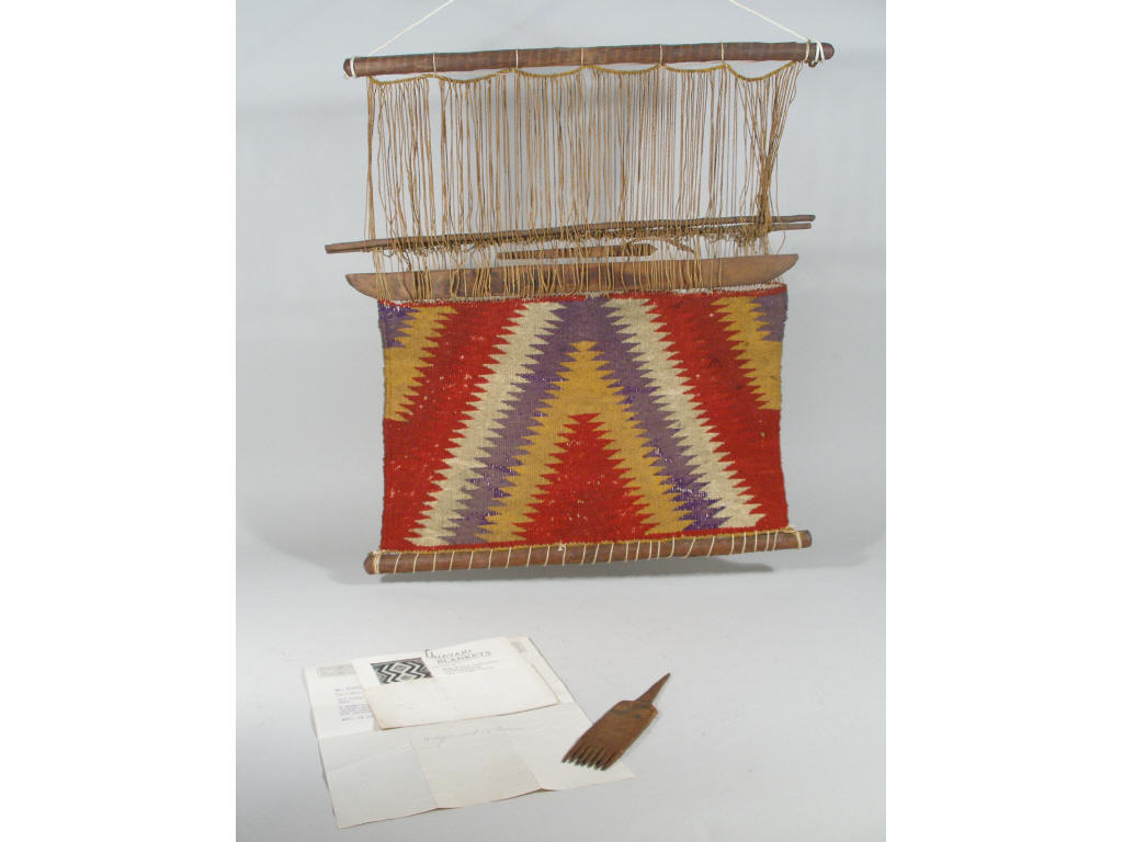 Appraisal: Navajo Sampler Loom w Partial Weaving original letter and envelope