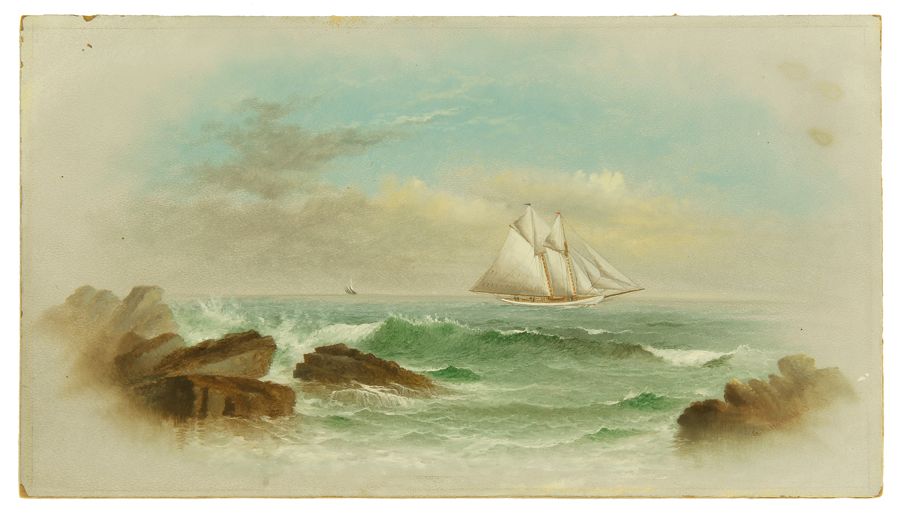 Appraisal: GEORGE M HATHAWAYAmerican - Coastal scene with two-masted schooner Signed