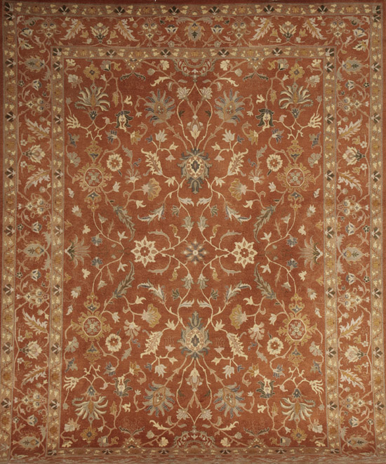 Appraisal: Pakistan Agra Rug Modern Rust ground with palmette and trellising