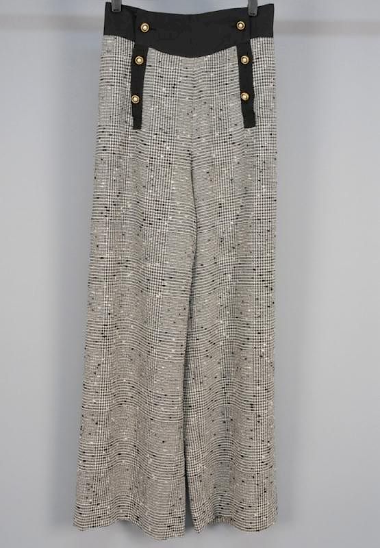 Appraisal: CHANEL SAILOR STYLE WOOL TROUSERS c Wide leg pants in