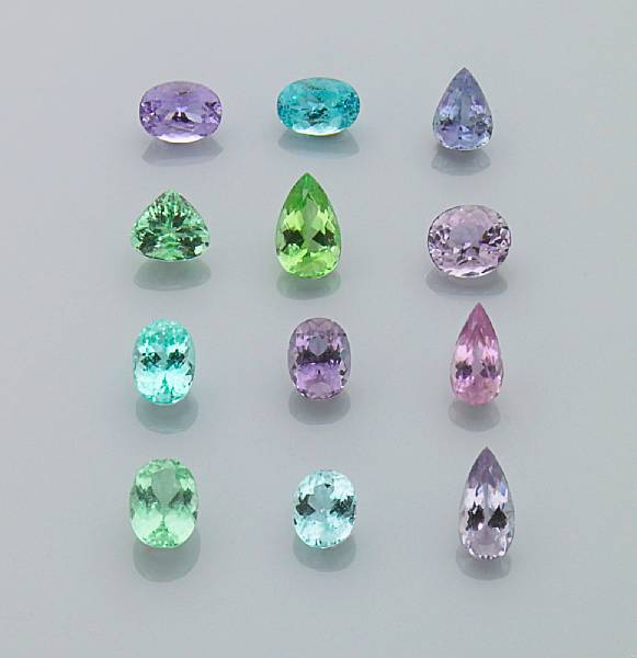 Appraisal: Suite of Twelve Natural Fancy Colored Tourmalines The New Paraiba