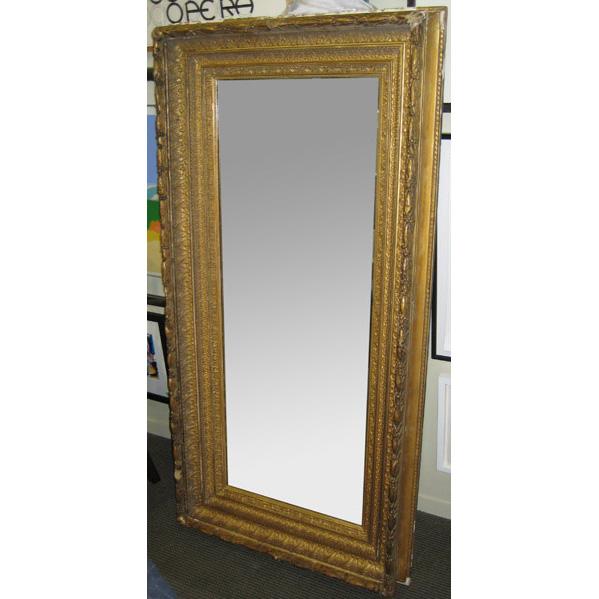 Appraisal: DECORATIVE GROUPING Large gilded frame mirror together with two mahogany