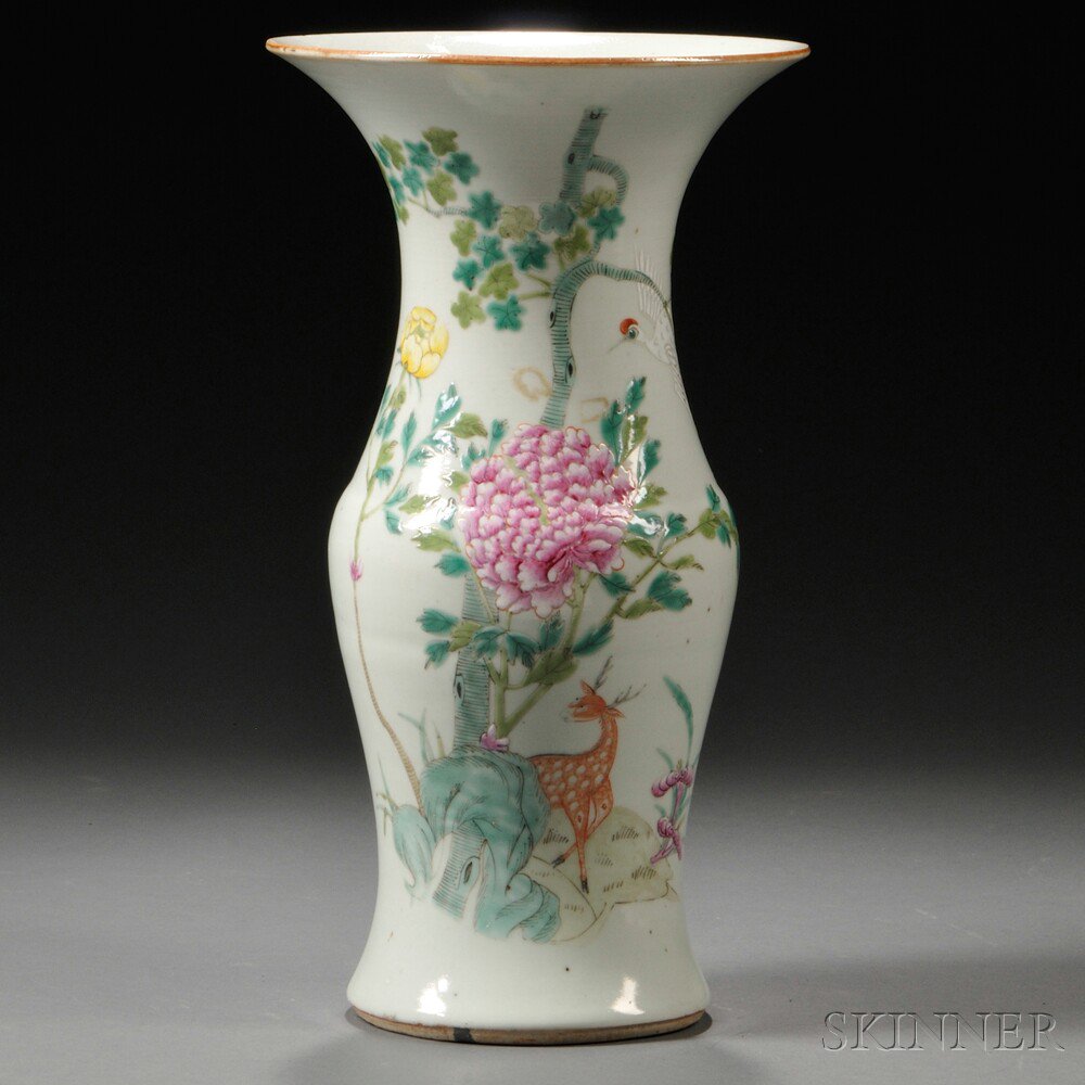 Appraisal: Celadon Vase China baluster form with trumpet mouth decorated in