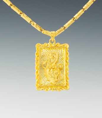 Appraisal: A Chinese k Gold Necklace and Pendant k necklace designed