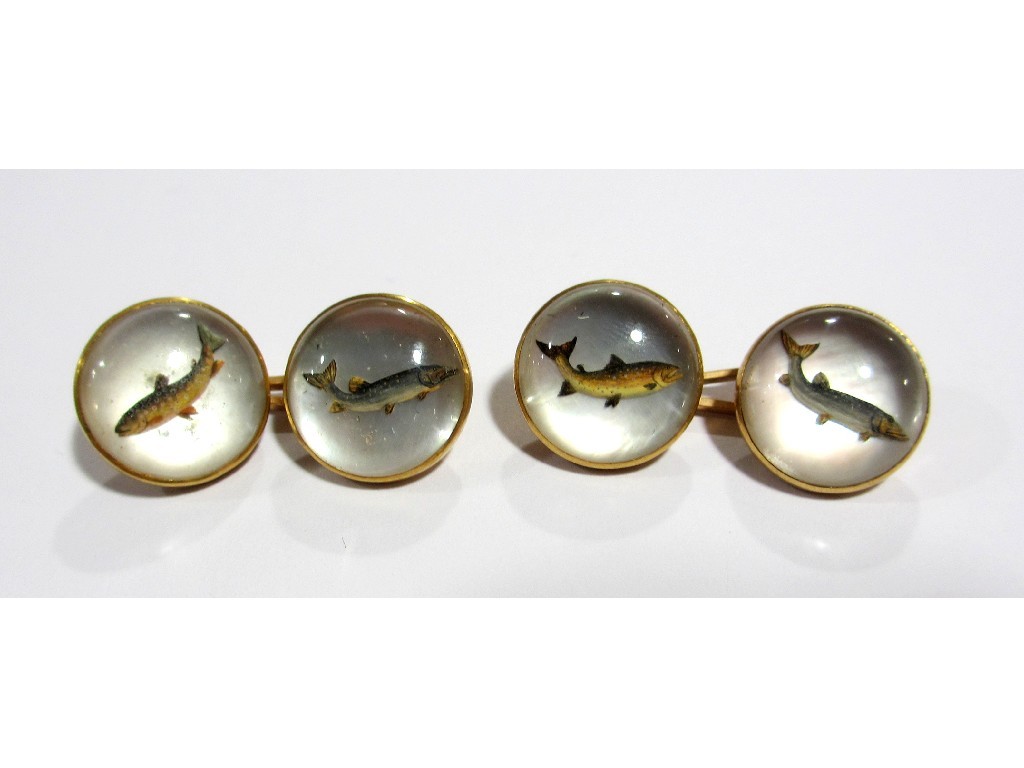 Appraisal: A pair of ct gold mounted Essex crystal cuff links