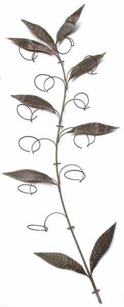 Appraisal: Wrought Iron Wall Flower Pot Holderhand-forged with leaf and stem