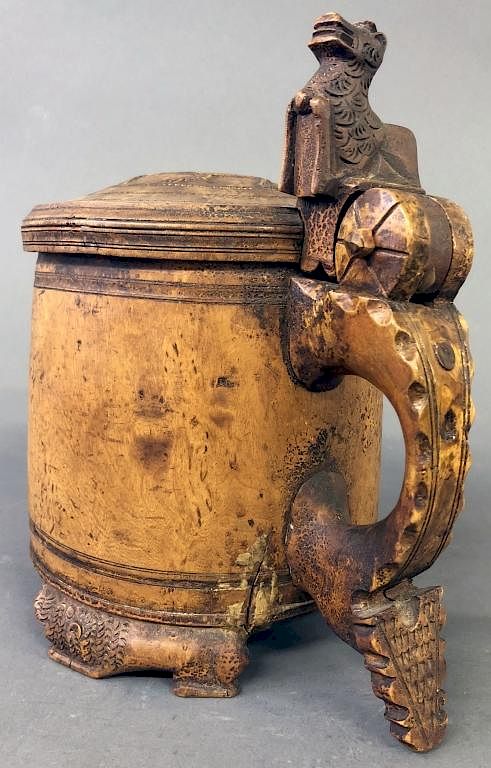 Appraisal: Rare Large Norwegian Burl Walnut Tankard Rare large Norwegian burl