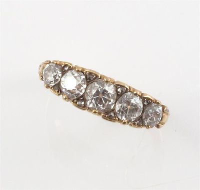 Appraisal: A diamond five stone ring The old circular cut diamonds