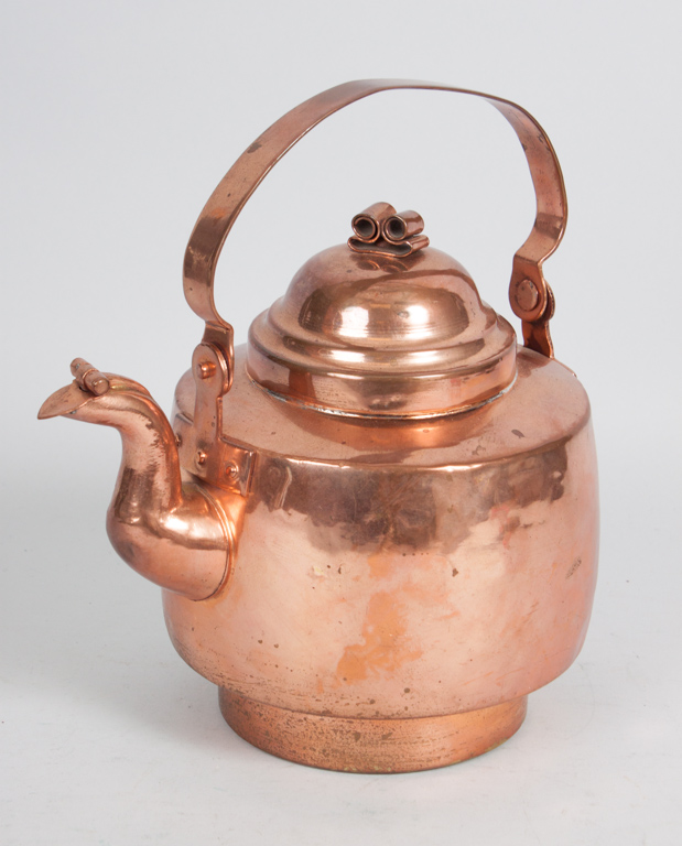 Appraisal: Victorian copper-plated brass ship's tea kettle late th century with