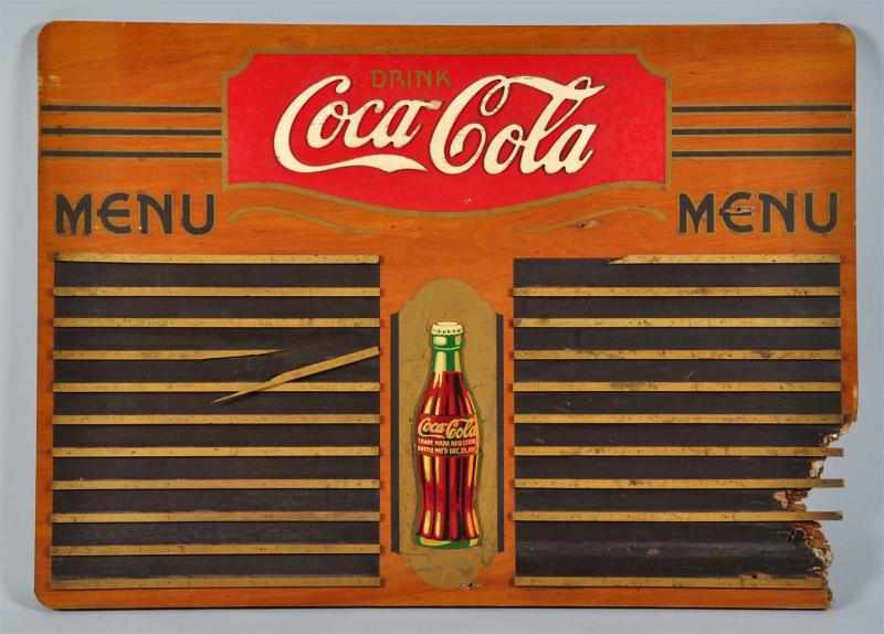 Appraisal: s Kay Displays Coca-Cola Menu Board Description Overall medium wear