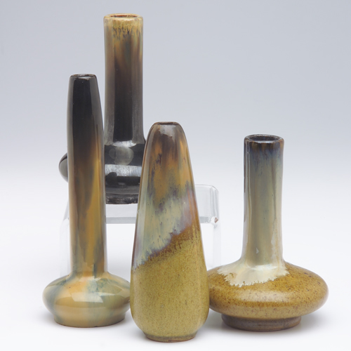 Appraisal: FULPER Four bud vases in Cat's Eye and Mustard glazes