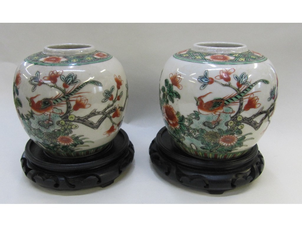 Appraisal: Pair of Chinese famille verte ginger jars no lids on